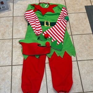 Festive Elf Costume for Kids - Green and Red